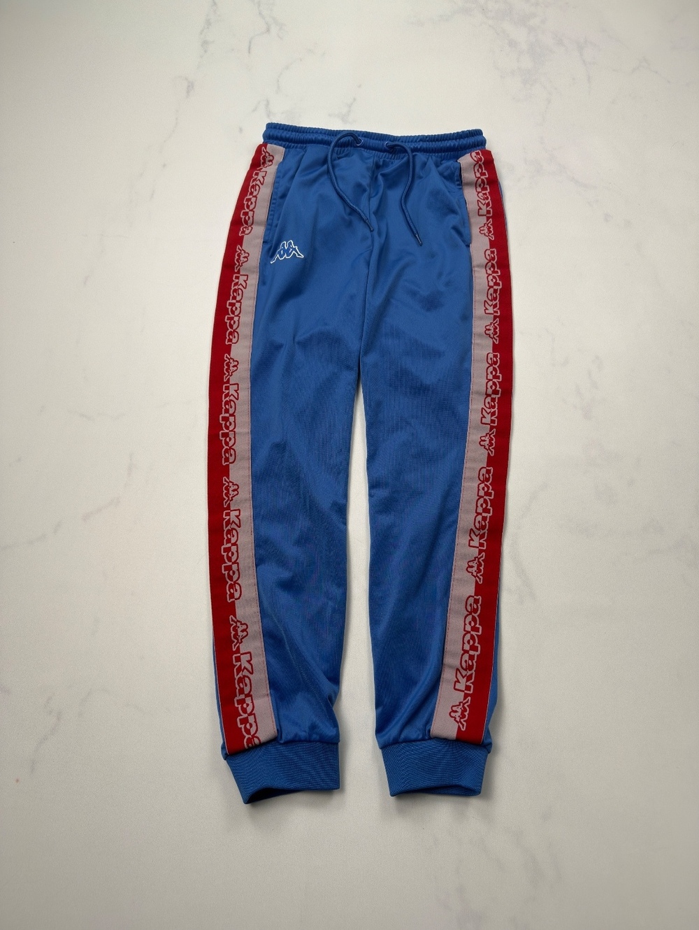 Kappa Tracksuit Pants Blue Retro Streetwear - Boys 12